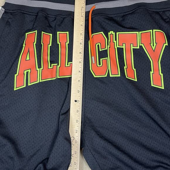 All City by Just‎ Don Short Mens XL Black Mesh Basketball Elastic Waist Lined - Picture 6 of 14